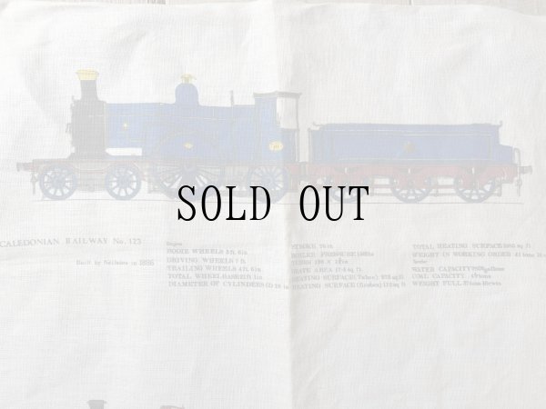 画像8: "A hugh evelyn design"アイルランド製 vintage リネン アルスター鉄道 カレドニアン鉄道 機関車 ファブリック 50×77cm [19681]