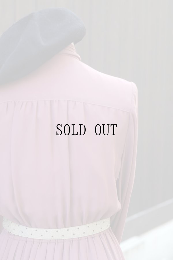 画像6: "Kawai" ピンク 無地 長袖 レトロワンピース 1スタンドカラー フリル プリーツスカート[19687]