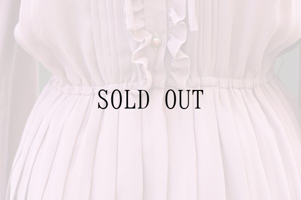 画像11: "Kawai" ピンク 無地 長袖 レトロワンピース 1スタンドカラー フリル プリーツスカート[19687]