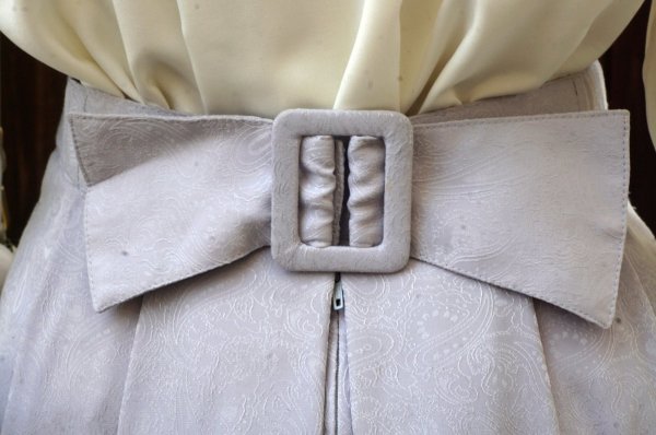 画像8: ペイズリー柄 ライトブルー スカート リボン w65cm[19693]