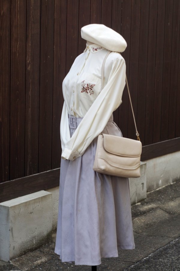 画像4: ペイズリー柄 ライトブルー スカート リボン w65cm[19693]