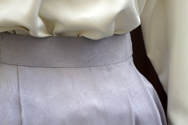 画像6: ペイズリー柄 ライトブルー スカート リボン w65cm[19693]