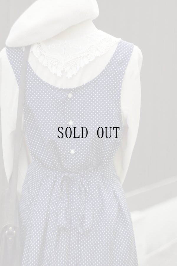 画像7: ネイビー×白 ドット柄 ジャンパースカート[19720]