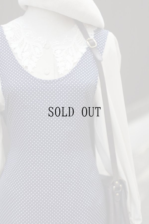 画像5: ネイビー×白 ドット柄 ジャンパースカート[19720]