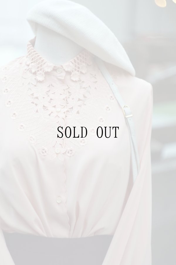 画像4: "U" ピンク 長袖 ブラウス レースカラー[19715]