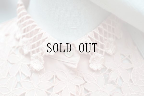 画像5: "U" ピンク 長袖 ブラウス レースカラー[19715]