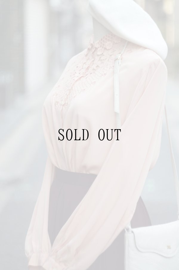 画像8: "U" ピンク 長袖 ブラウス レースカラー[19715]