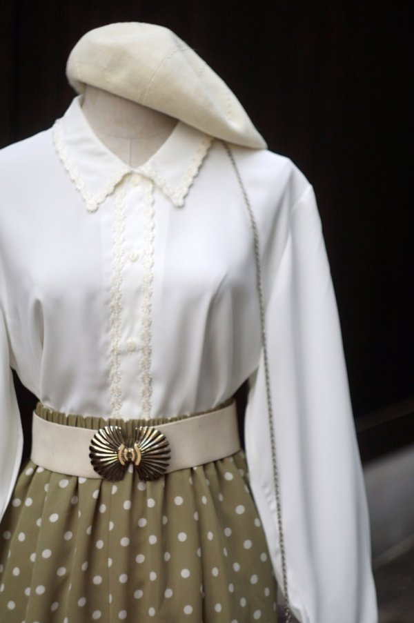 画像4: "saison de elle" 白 長袖 ブラウス レースカラー[19713]