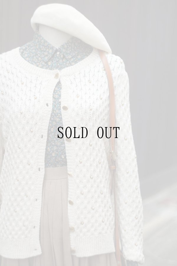 画像4: "femme fatale kazuko osada" 無地 白 コットン ニット カーディガン[19725]
