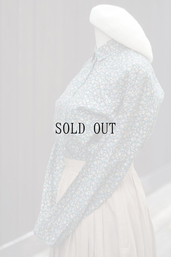 画像3: "McGREGOR" グリーン 小花柄 長袖 コットン ブラウス レギュラーカラー[19721]