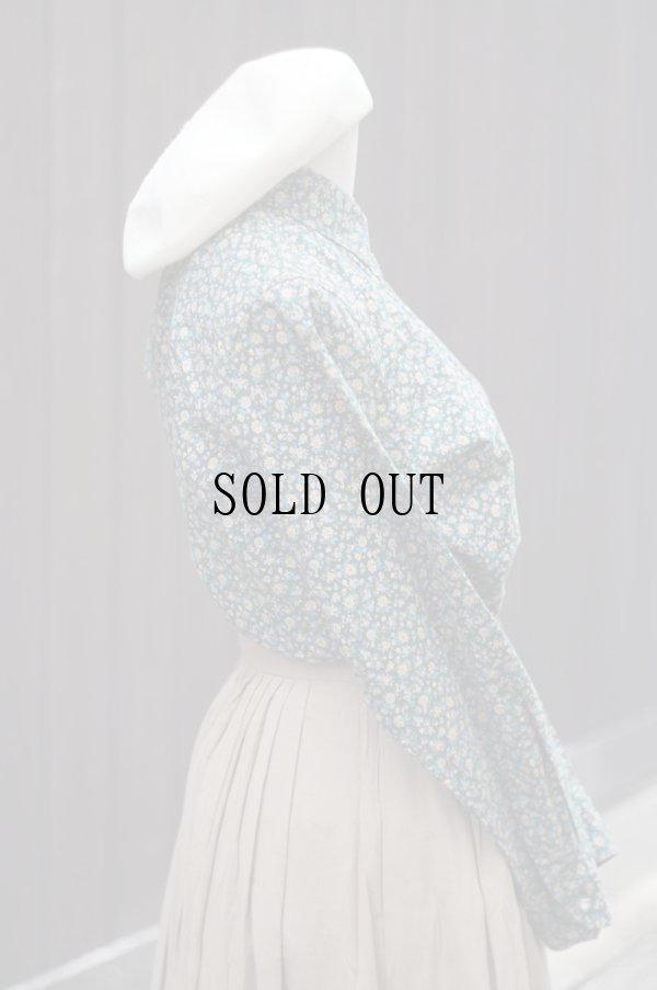 画像2: "McGREGOR" グリーン 小花柄 長袖 コットン ブラウス レギュラーカラー[19721]