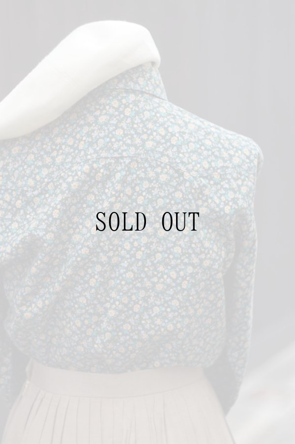 画像4: "McGREGOR" グリーン 小花柄 長袖 コットン ブラウス レギュラーカラー[19721]