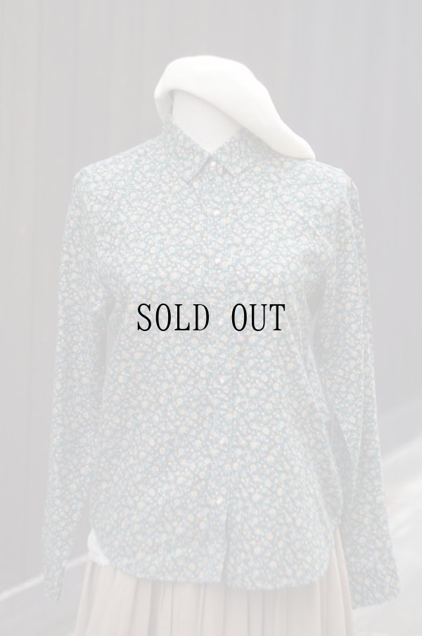 画像12: "McGREGOR" グリーン 小花柄 長袖 コットン ブラウス レギュラーカラー[19721]