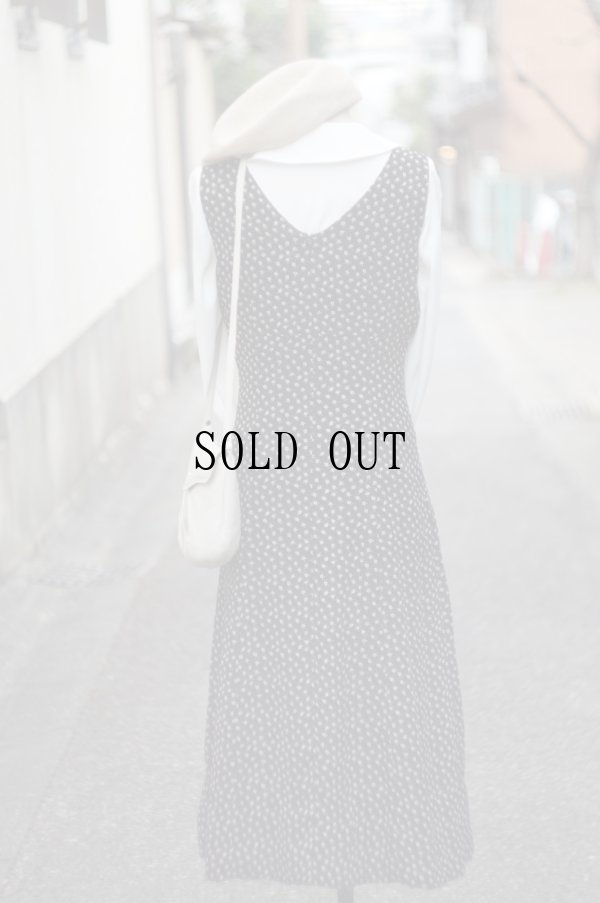 画像3: ネイビー 花柄 ジャンパースカート[19739]