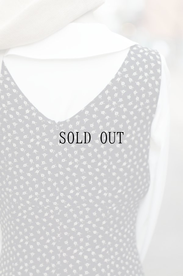 画像7: ネイビー 花柄 ジャンパースカート[19739]