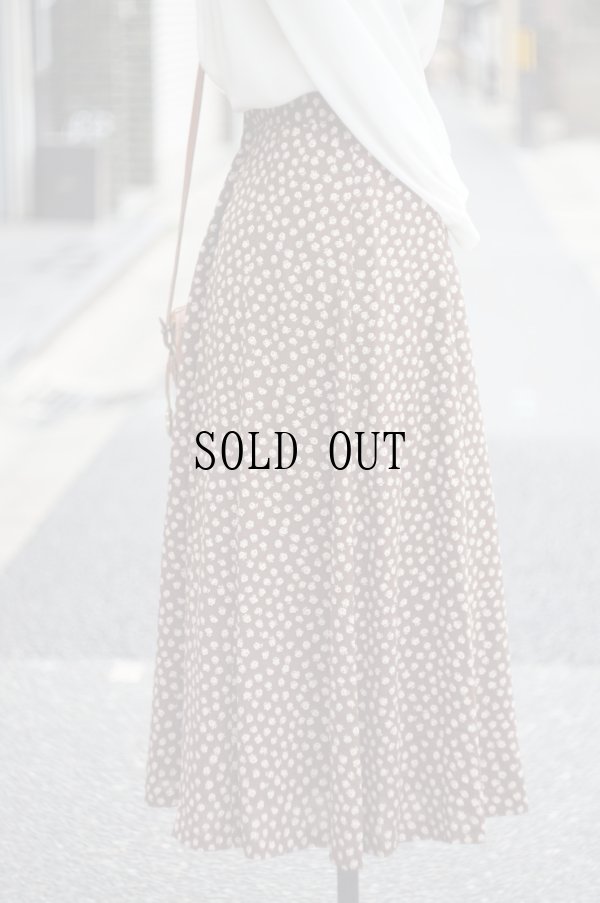 画像4: ブラウン 小花柄 スカート フレア[19738]