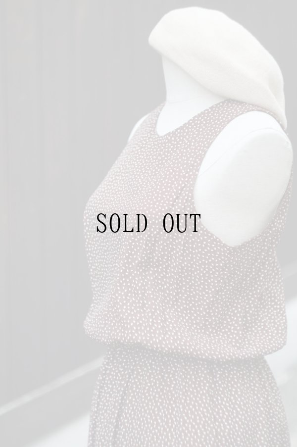 画像5: "Karin stevens" US製 ブラウン×白 総柄 袖無 レトロワンピース ノーカラー[19737]