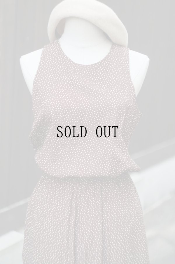 画像6: "Karin stevens" US製 ブラウン×白 総柄 袖無 レトロワンピース ノーカラー[19737]