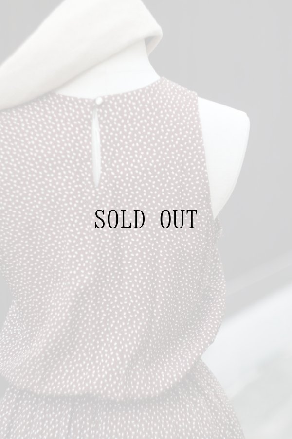 画像8: "Karin stevens" US製 ブラウン×白 総柄 袖無 レトロワンピース ノーカラー[19737]