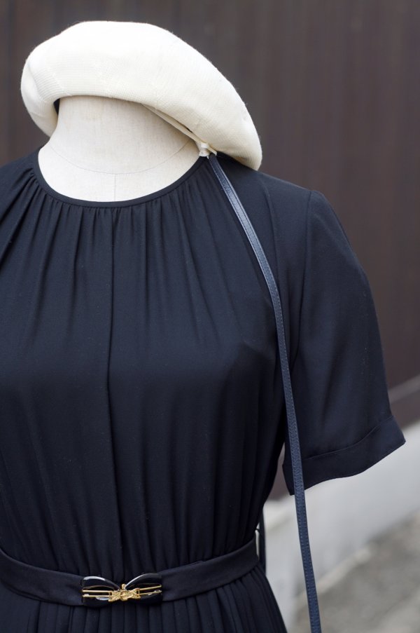 画像5: "Kawai" 無地 黒 半袖 レトロワンピース ノーカラー[19771]