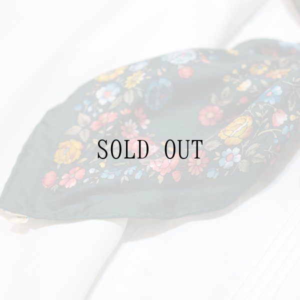 画像6: 花柄 グリーン シルク スカーフ 78cm×78cm[19756]