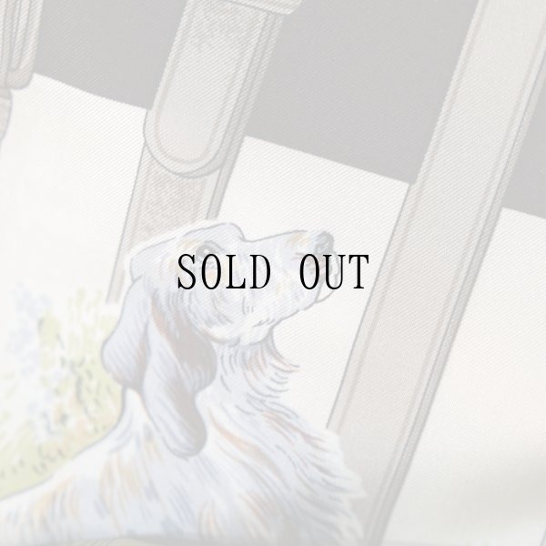 画像6: イヌ絵模様 ブラウン系 シルク スカーフ 79cm×79cm[19764]