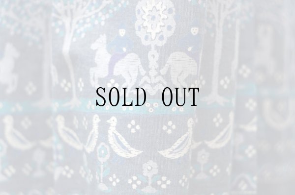 画像5: "susan bristol" US製 ブルー系 ストライプ メルヘン絵模様 コットン スカート フレア w68cm[19773]