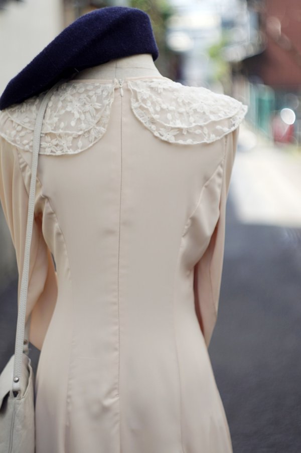 画像8: 無地 長袖 レトロワンピース ケープカラー[19774]