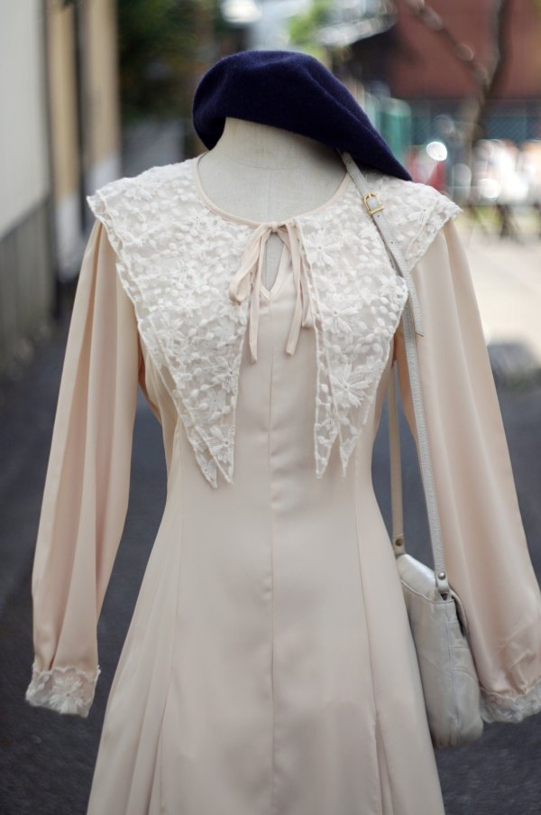 画像6: 無地 長袖 レトロワンピース ケープカラー[19774]