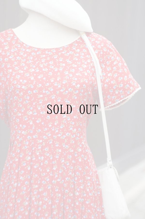 画像5: "Jarah Elizabeth" インド製 赤 花柄 レーヨン 半袖 レトロワンピース ノーカラー[19776]