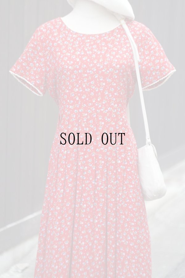 画像12: "Jarah Elizabeth" インド製 赤 花柄 レーヨン 半袖 レトロワンピース ノーカラー[19776]