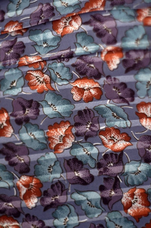 画像6: "joynana" パープル系  花柄  半袖 レトロワンピース レギュラーカラー[19805]