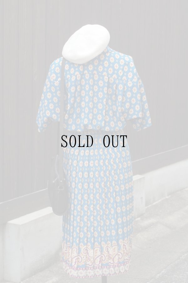 画像6: "Lady Carol Petites" US製 ブルー 花柄 半袖 レトロワンピース オープンカラー[19794]