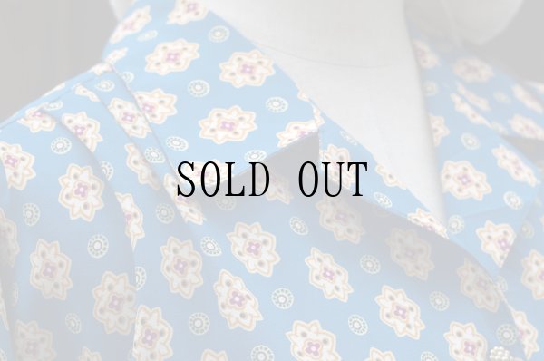 画像12: "Lady Carol Petites" US製 ブルー 花柄 半袖 レトロワンピース オープンカラー[19794]