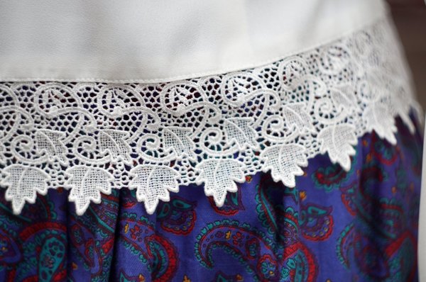 画像6: "Mine porter" 無地 白 長袖 ブラウス 丸襟 レースデザイン[19787]