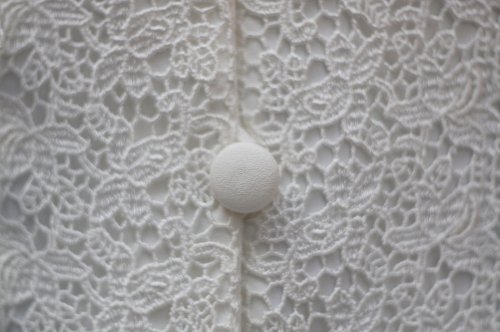 他の写真1: "Mine porter" 無地 白 長袖 ブラウス 丸襟 レースデザイン[19787]