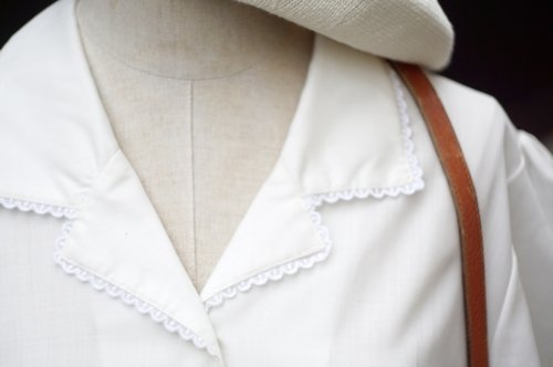 他の写真1: "montrico" 白 半袖 ブラウス オープンカラー パフスリーブ[19804]