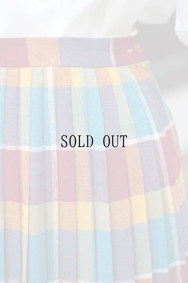 画像3: "Sixteen"  カラフル チェック柄 プリーツ スカート w64cm[19798]
