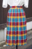 画像1: "Sixteen Tokyo." カラフル チェック柄 プリーツ スカート w66cm[19798] (1)