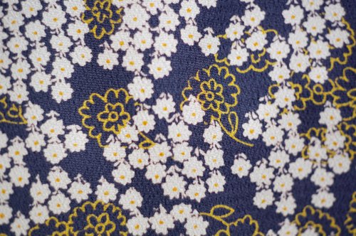 他の写真1: 花柄 グレー×白 長袖 レトロワンピース Vネック[19792]