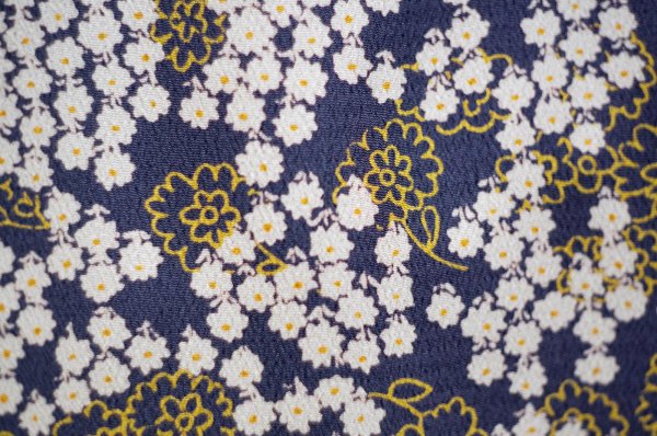 画像5: 花柄 グレー×白 長袖 レトロワンピース Vネック[19792]