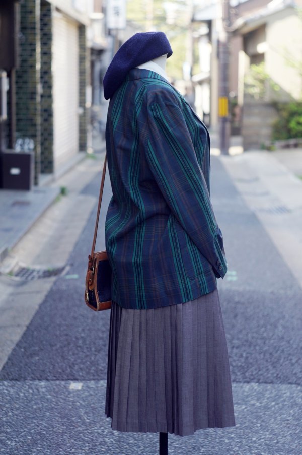 画像12: "Applause" グリーン系 チェック柄 コットン テーラード ジャケット[19797]