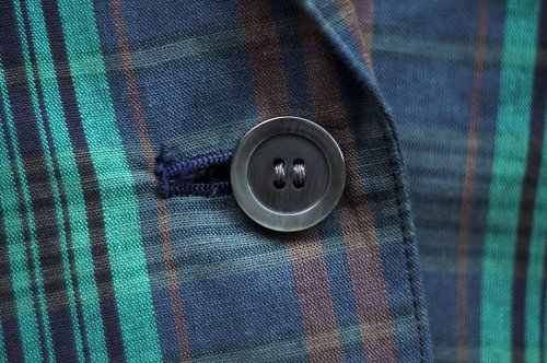 他の写真1: "Applause" グリーン系 チェック柄 コットン テーラード ジャケット[19797]