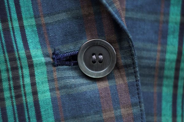 画像8: "Applause" グリーン系 チェック柄 コットン テーラード ジャケット[19797]