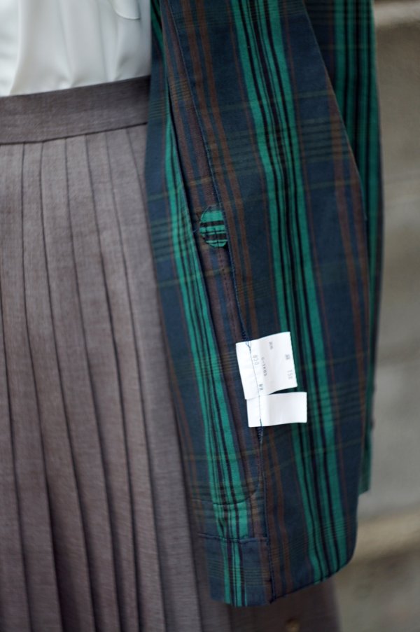 画像9: "Applause" グリーン系 チェック柄 コットン テーラード ジャケット[19797]