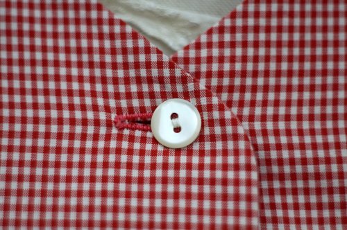 他の写真1: "ワールド" 赤×白 ギンガムチェック柄 コットン 半袖 レトロワンピース Vネック[19795]