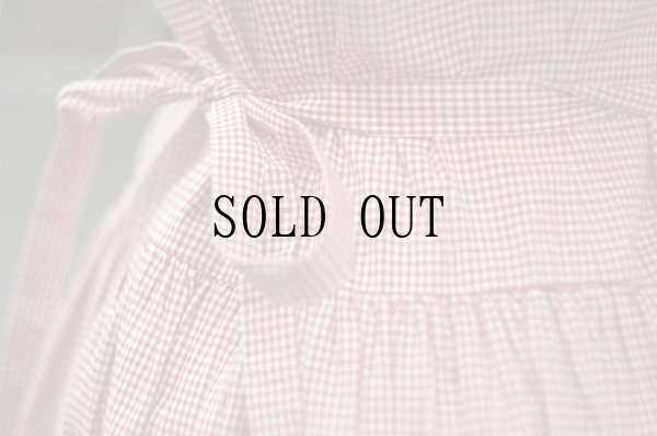 画像8: "ワールド" 赤×白 ギンガムチェック柄 コットン 半袖 レトロワンピース Vネック[19795]