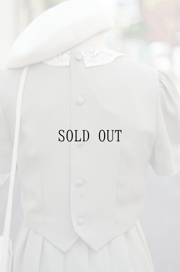 画像10: ”ルシール” 無地 グリーン 半袖 レトロワンピース レースカラー[19791]