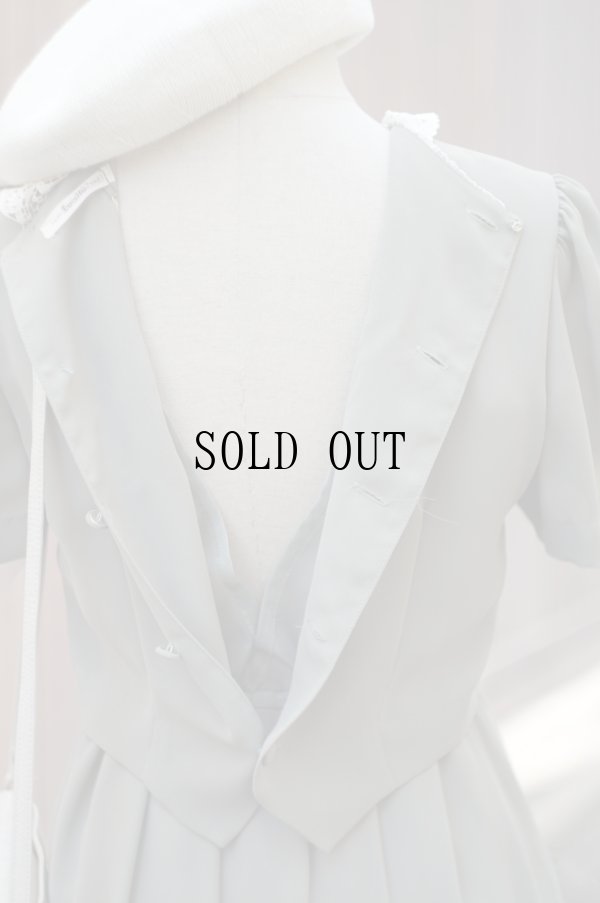 画像12: ”ルシール” 無地 グリーン 半袖 レトロワンピース レースカラー[19791]