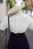 画像3: "HD" スワトウ刺繍 白 半袖 ブラウス ノーカラー[19811]